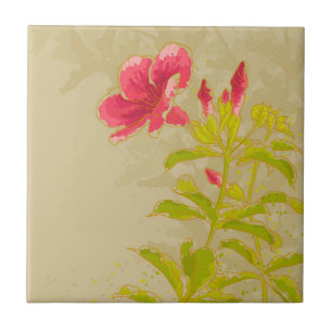 Carreau Fleur d'Allamanda sur l'arrière - plan modifié l
