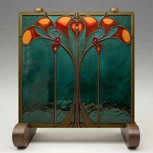 Carreau Fleur d'ambre rayonnante