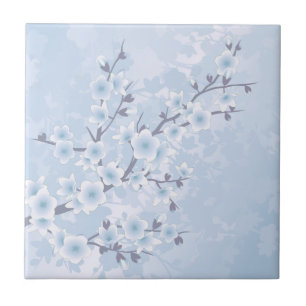 Carreau Fleur de cerisier bleu ciel