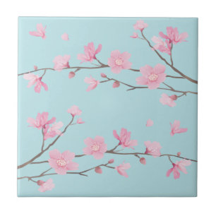 Carreau Fleur de cerisier - bleu ciel