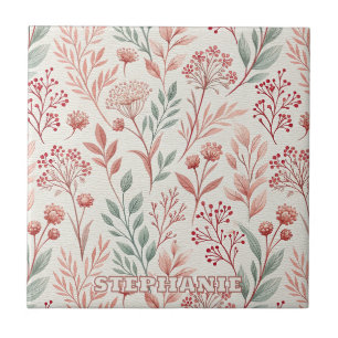 Carreau Fleur de cerisier rose, Floral et Motif Feuille