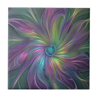 Carreau Fleur de fantaisie colorée et brillante, art fract