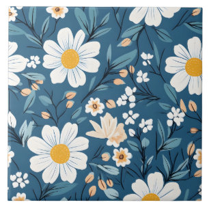 Carreau Fleur de fleurs bleues