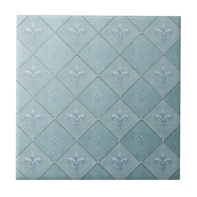 Carreau Fleur De Lis à Aqua (Devant)