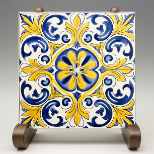 Carreau Fleur de Lis Azulejo Jaune Imprimer