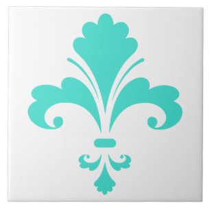 Carreau Fleur de lis bleu turquoise