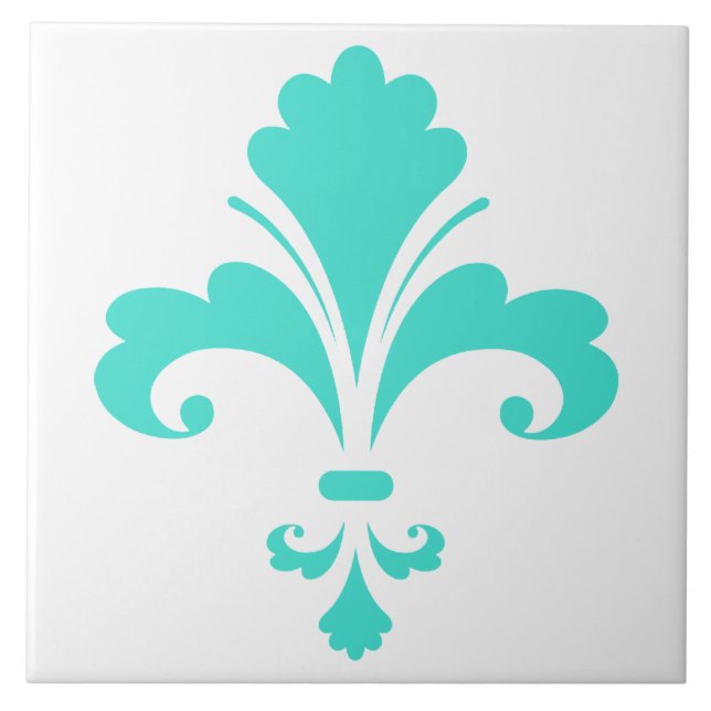 Carreau Fleur de lis bleu turquoise (Devant)
