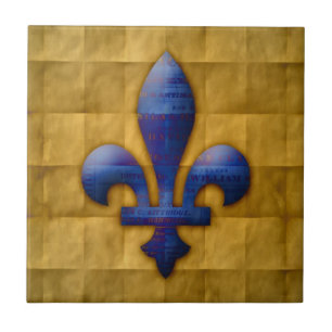 Carreau Fleur de Lis Blue et or