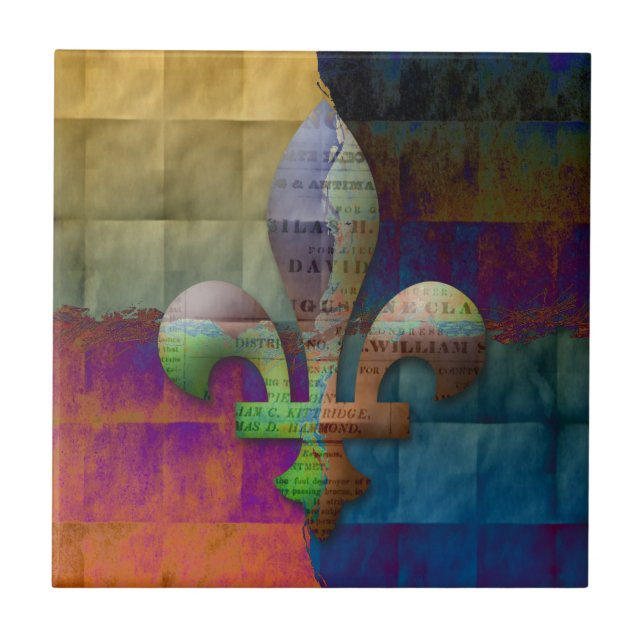 Carreau Fleur de Lis dans des tons de bijou (Devant)