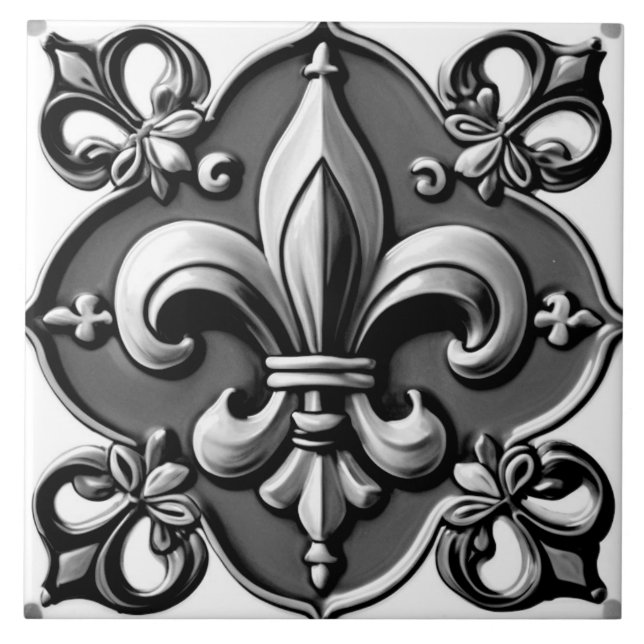 Carreau Fleur de Lis noir et blanc (Devant)