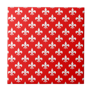 Carreau Fleur de lis rouge blanc