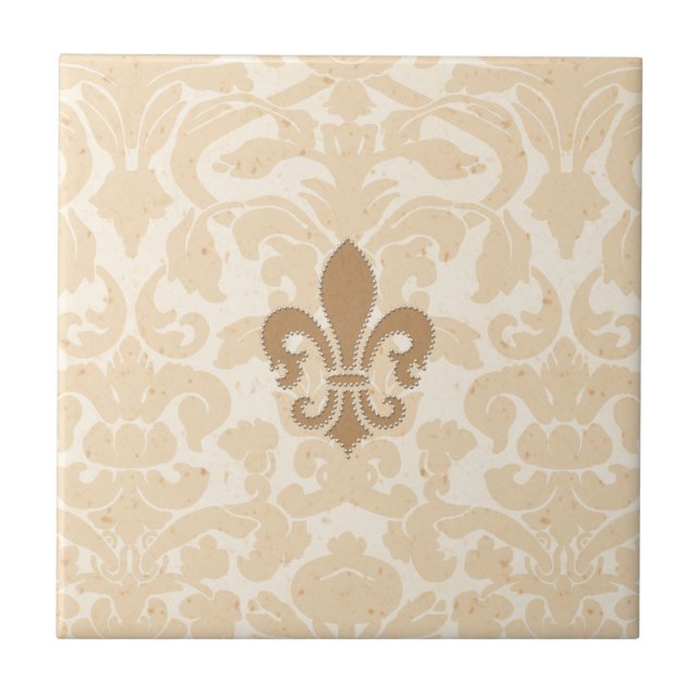 Carreau Fleur de Lis sur la damassé beige (Devant)