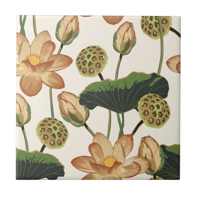 Carreau Fleur de lotus asiatique. (Devant)