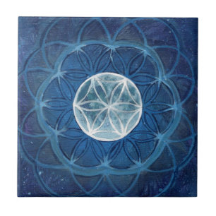 Carreau Fleur de mandala de lune de la vie