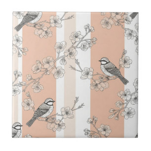 Carreau Fleur de Oiseau Vintage Toile Rayure (10)