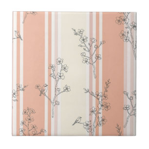 Carreau Fleur de Oiseau Vintage Toile Rayure (13)