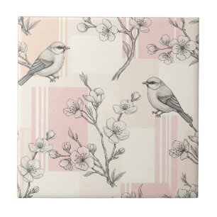 Carreau Fleur de Oiseau Vintage Toile Rayure (7)