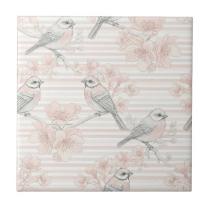 Carreau Fleur de Oiseau Vintage Toile Rayure (8)
