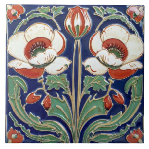 Carreau Fleur de pavot Art déco Nouveau Art populaire euro