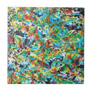 Carreau Fleur de printemps bleu-vert coloré art motif