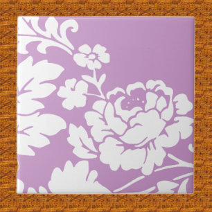 Carreau Fleur de silhouette blanche vintage sur fond de la