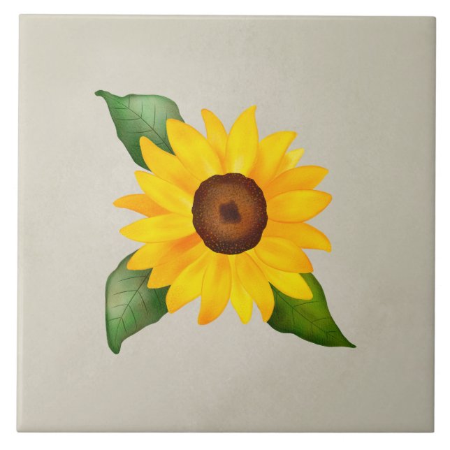 Carreau Fleur de tournesol couleur jaune beige (Devant)