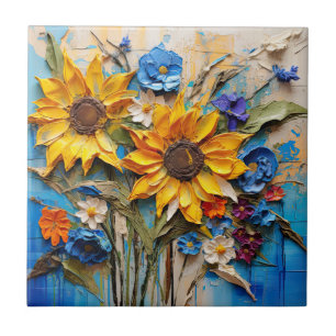 Carreau Fleur de tournesol Fleur sauvage Conception de méd