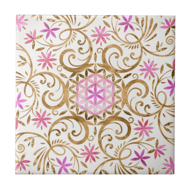 Carreau Fleur de vie - mandala florissant (Devant)