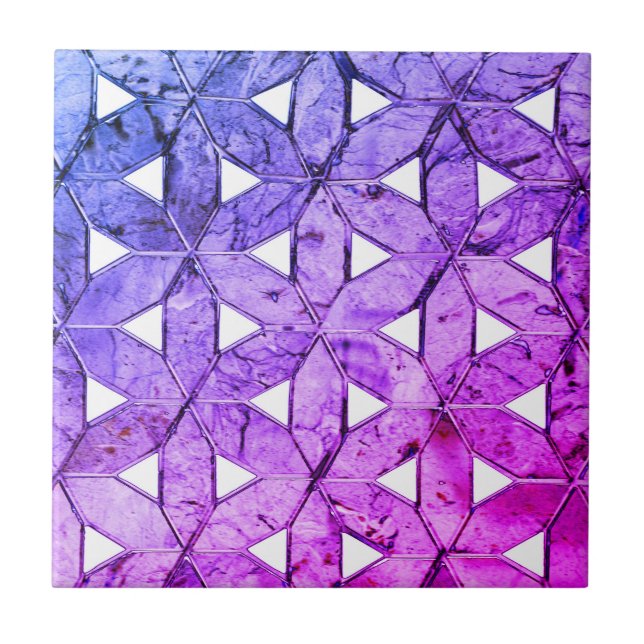 Carreau Fleur de vie rose bleu, géométrie effrayée (Devant)