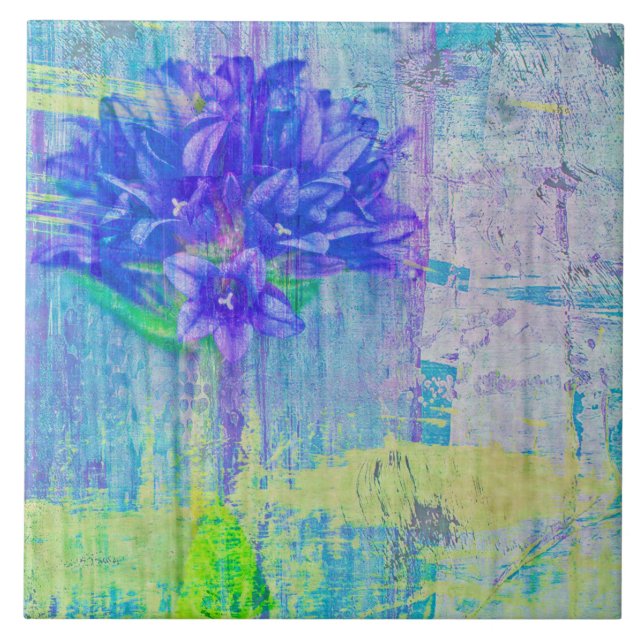 Carreau Fleur de violet bleu (Devant)