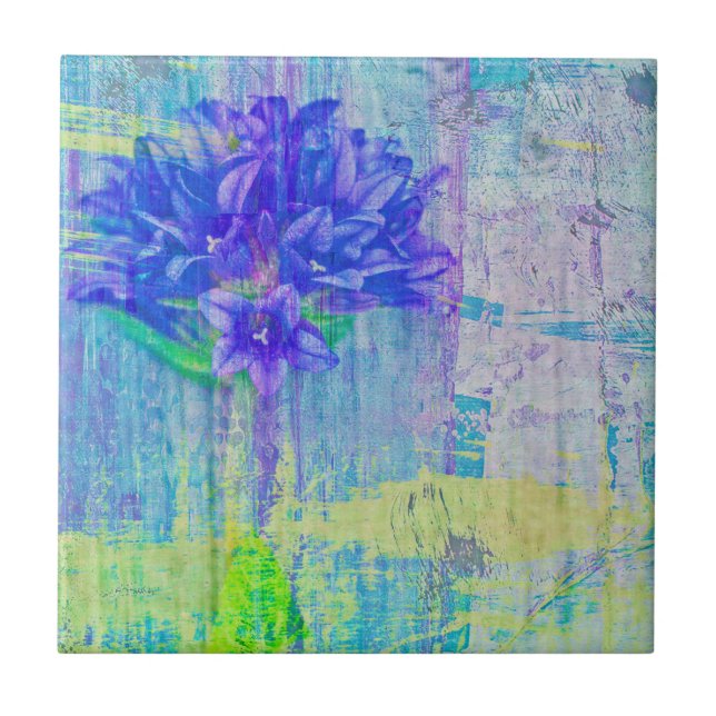 Carreau Fleur de violet bleu (Devant)