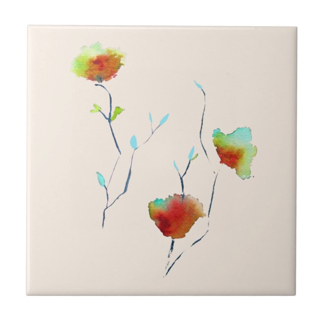Carreau Fleur florale simple moderne Art d'automne (Devant)