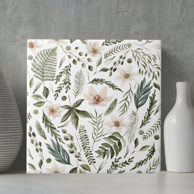 Carreau Fleur Folithe Aquarelle sans fil motif floral (Close up)