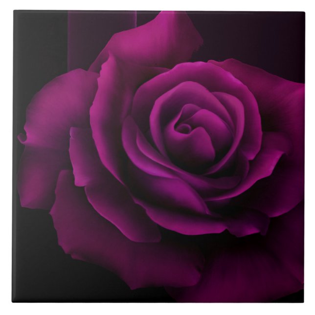 Carreau Fleur gothique de rose violet-rouge (Devant)