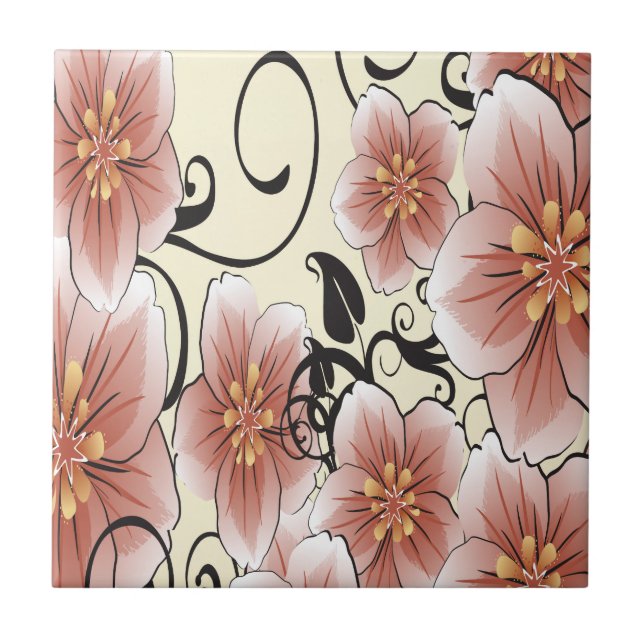 Carreau Fleur moderne Brown (Devant)