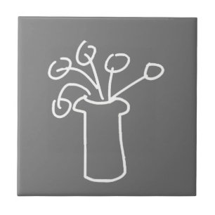 Carreau Fleur moderne simple gris blanc