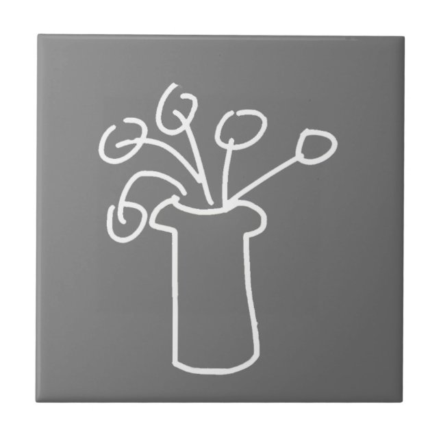 Carreau Fleur moderne simple gris blanc (Devant)