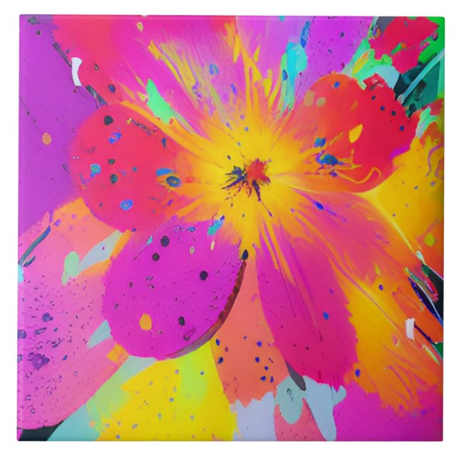 Carreau Fleur multicolore Abstraite (Devant)