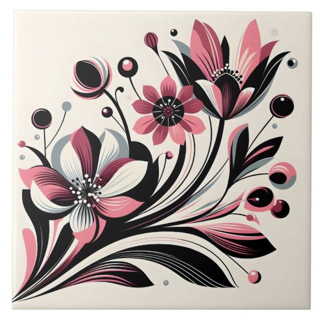 Carreau Fleur pop couleur rose mignonne (Devant)