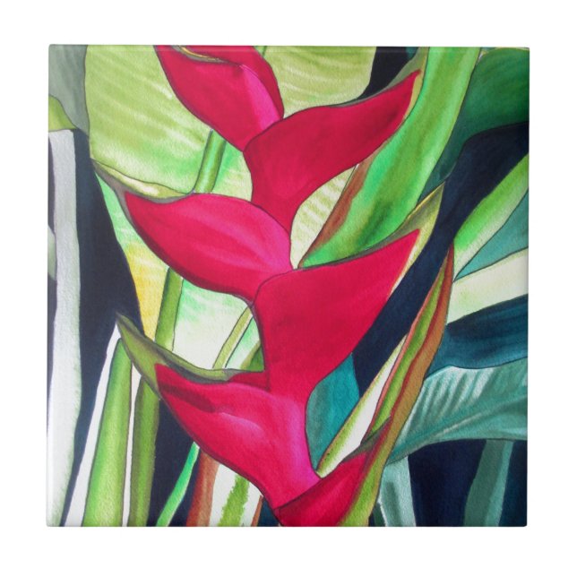 Carreau Fleur pour aquarelle tropicale de griffe de homard (Devant)
