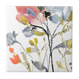 Carreau Fleur recouverte - fleurs de pastel d'aquarelle