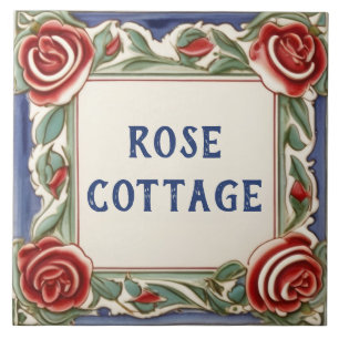 Carreau Fleur rose Personnalisé Nom de la maison Plaque de