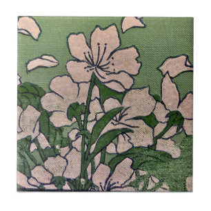 Carreau Fleur Rose Verte