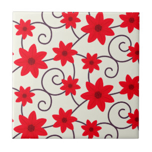 Carreau Fleur rouge