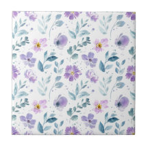 Fleur sauvage aquarelle verte violette
