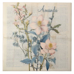 Carreau Fleur sauvage naturel Vintage personnalisé
