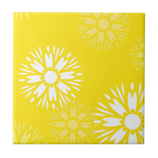 Carreau Fleur super Jaune Fleur Retro Floral (Devant)