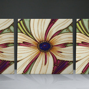 Carreau Fleur vert violet intemporel