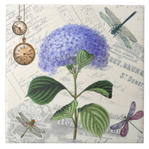 Carreau Fleur vintage Arrière - plan bleue Hydrangea