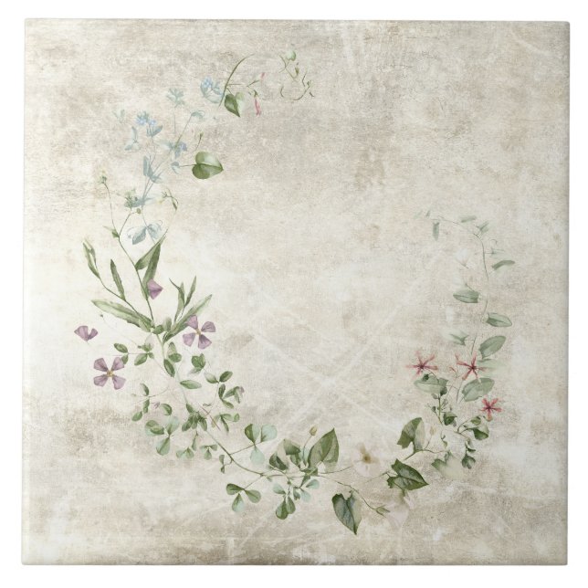 Carreau Fleurs aquarelles rustiques (Devant)